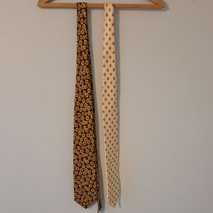Lands' End Brown and Cream Tie Set with Yellow and Red Accents